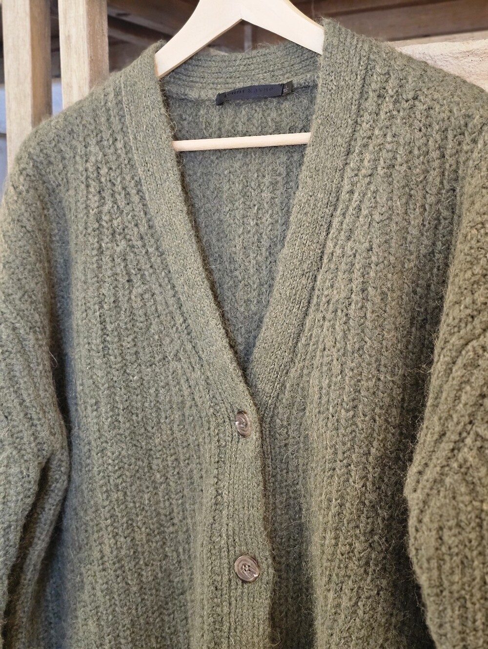 Jenni Kayne Cocoon Cardigan | Olive Green | L | Alpaca Wool Blend - Picture 3 of 11